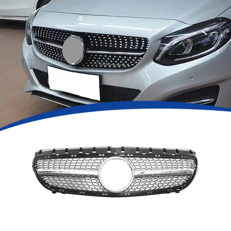 For 15-19 Mercedes-Benz B-class W246 modified diamond grille  Front Racing Grille Grill Mask Cover Trims Front Hood Grills