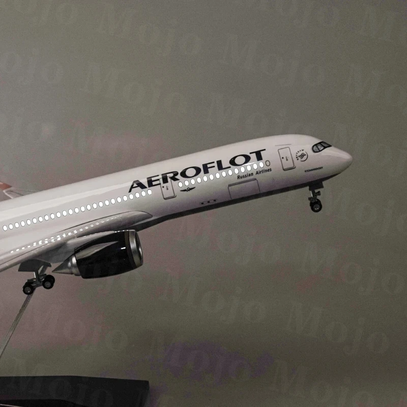 47CM Samolot w skali 1/142 Airbus A350 Aeroflot Russian Airlines Model W Światło i koło Samolot z żywicy do ekspozycji kolekcji