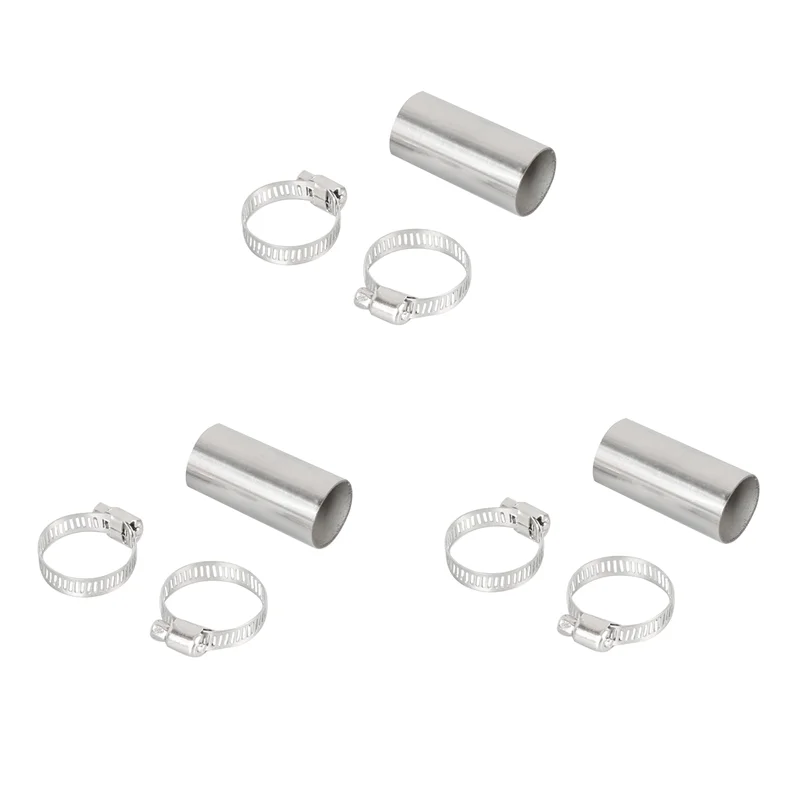 3X 24Mm Konektor Pipa Knalpot Pemanas Udara Parkir Selang Ventilasi Gas Baja Tahan Karat dengan Klem untuk Pemanas Webasto