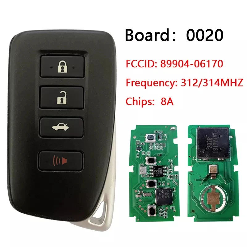 

CN052015 Aftermarket 4 Button Key Remote 312/314Mhz 8A Chip PN 89904-06170 HYQ14FBA G Board 0020 For Lexus ES GS 2013-2018