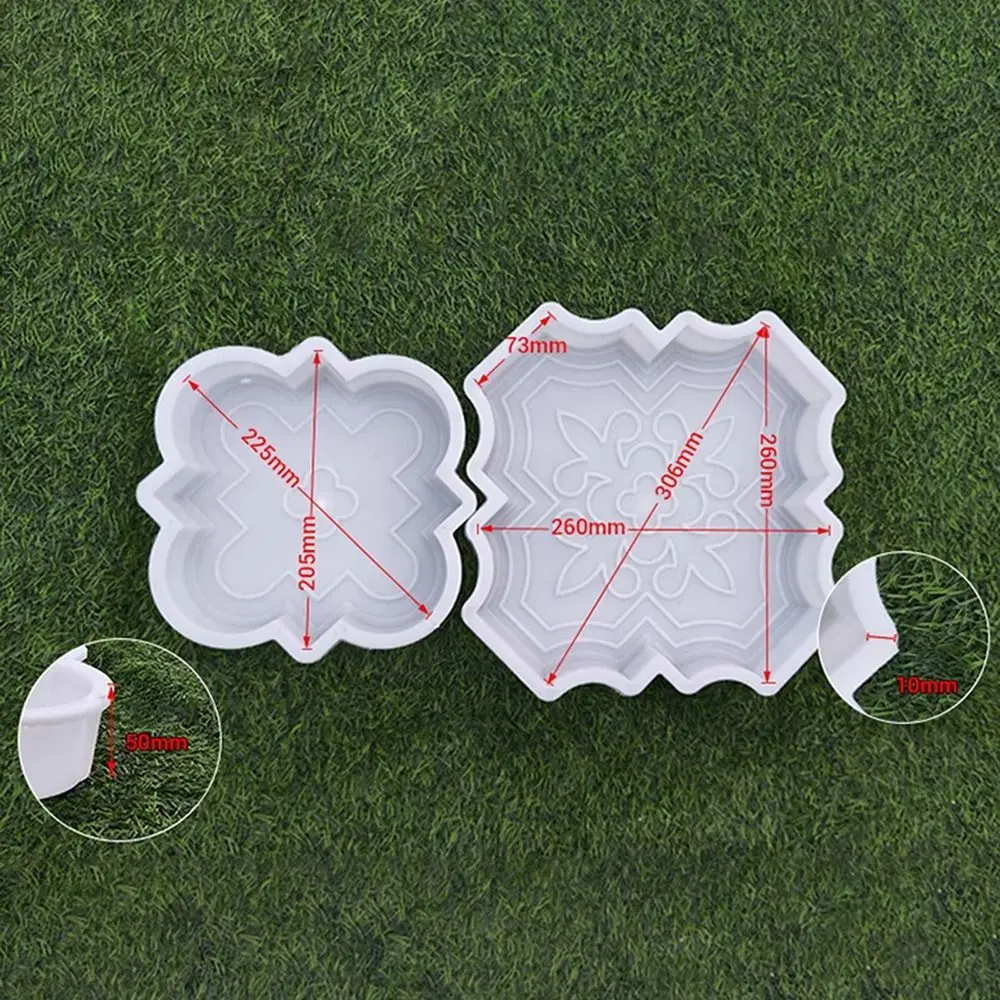 2Pcs/Set 30cm Paving Brick Mould Plastic Big Small Flowers Concrete Path Maker Mold Reusable DIY Stepping Stone Paver
