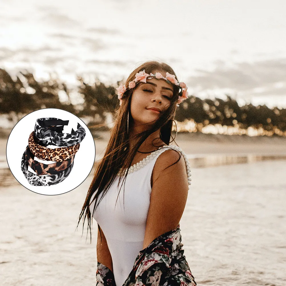 

4 шт. повязки для волос с леопардовым принтом, элегантные и стильные, для вечеринок, свадеб, пикников, модные аксессуары для волос, леопардовые повязки для волос