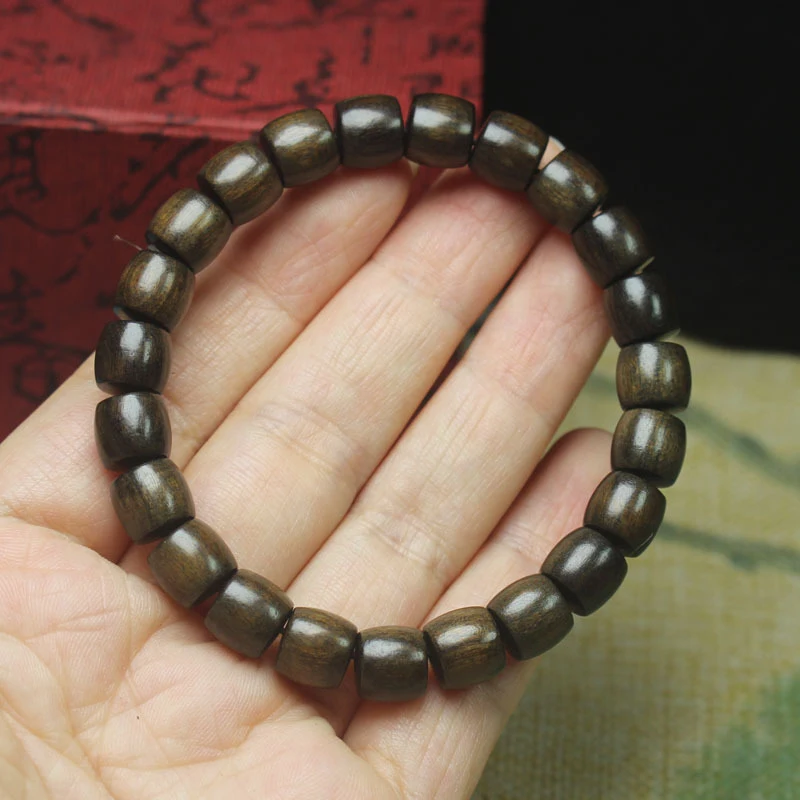 

Cheng Guibao agarwood straight-cut bracelet for men with tiger stripe pattern, Buddhist prayer beads, ethnic style jewelry