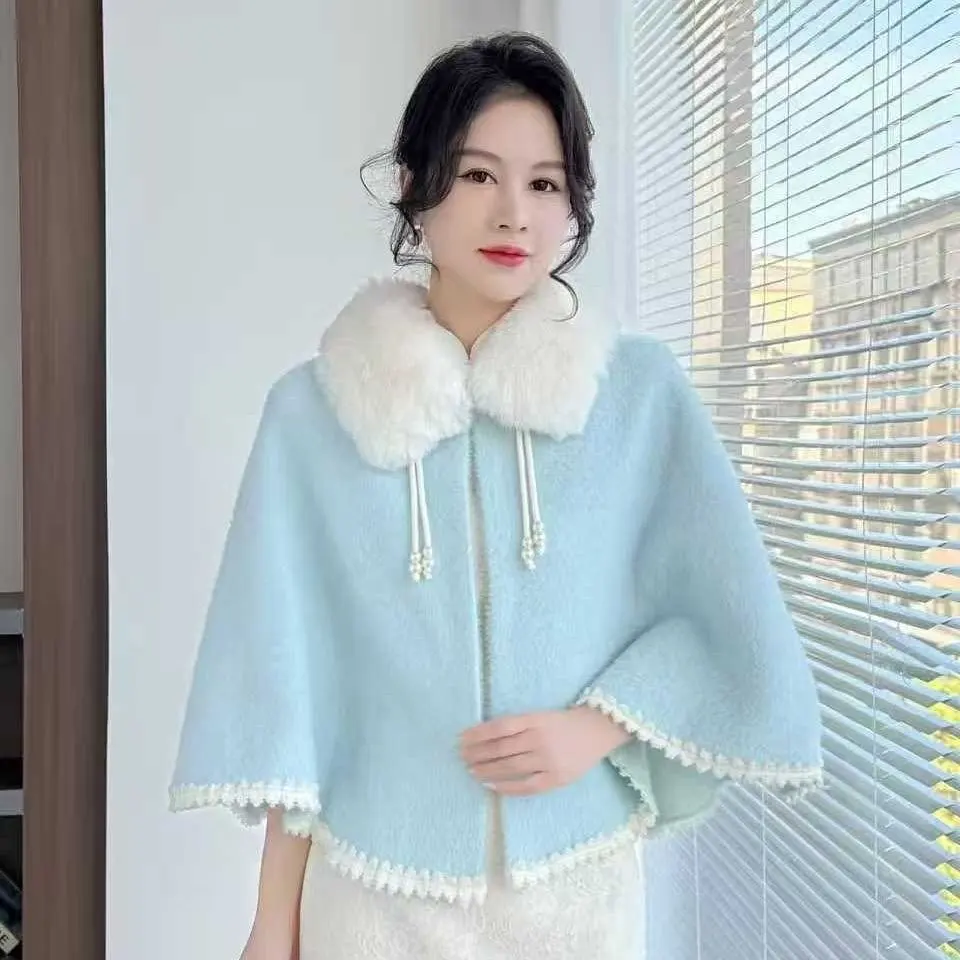 Womens Cloak Party Fur Short Cape