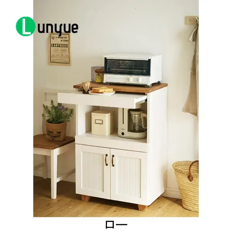 White Lacquered Solid Wood Sideboard Modern Kitchen Storage Cabinet Double Door Eco Friendly Furniture for Living Room Dining