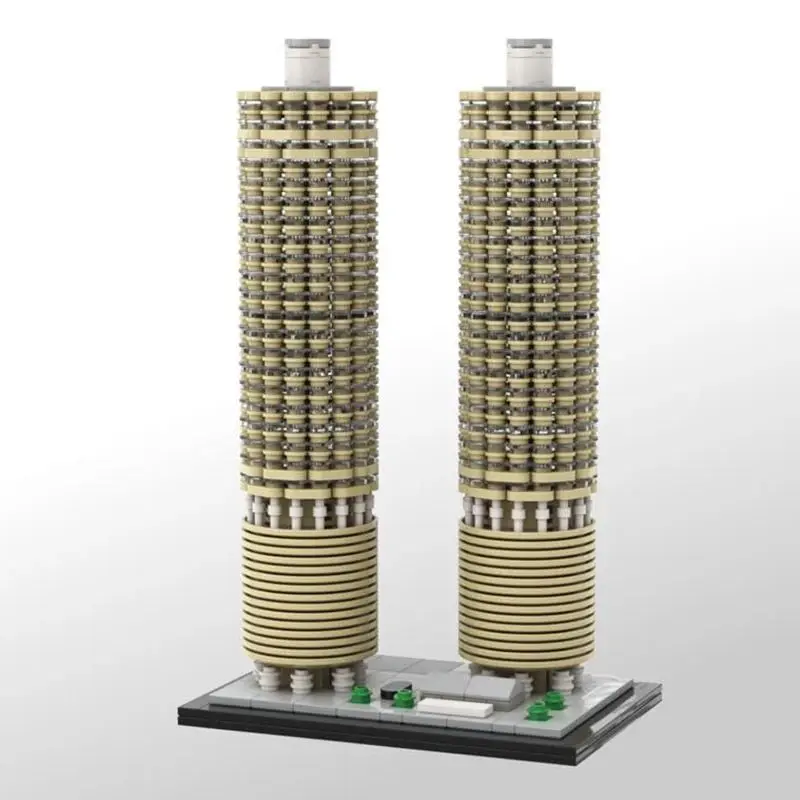 MOC Building Blocks Chicago Marina City 1:800 Scale Building Model Building Blocks DIY Children's Birthday Christmas Gift