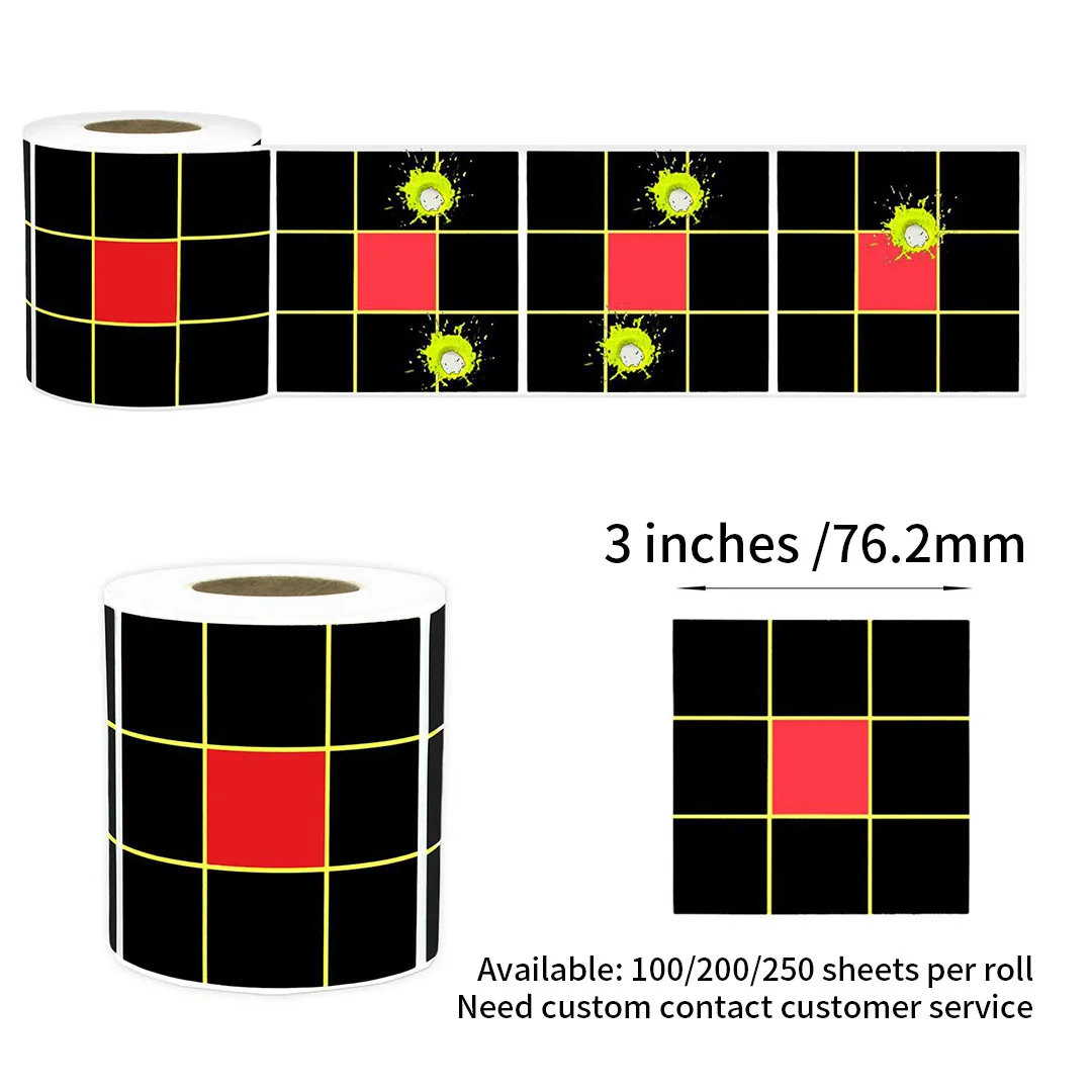 100/200/250Pcs Splatter Splash Paper Per Roll 3inch Adhesive Shooting Shooting Reactive Practice Training