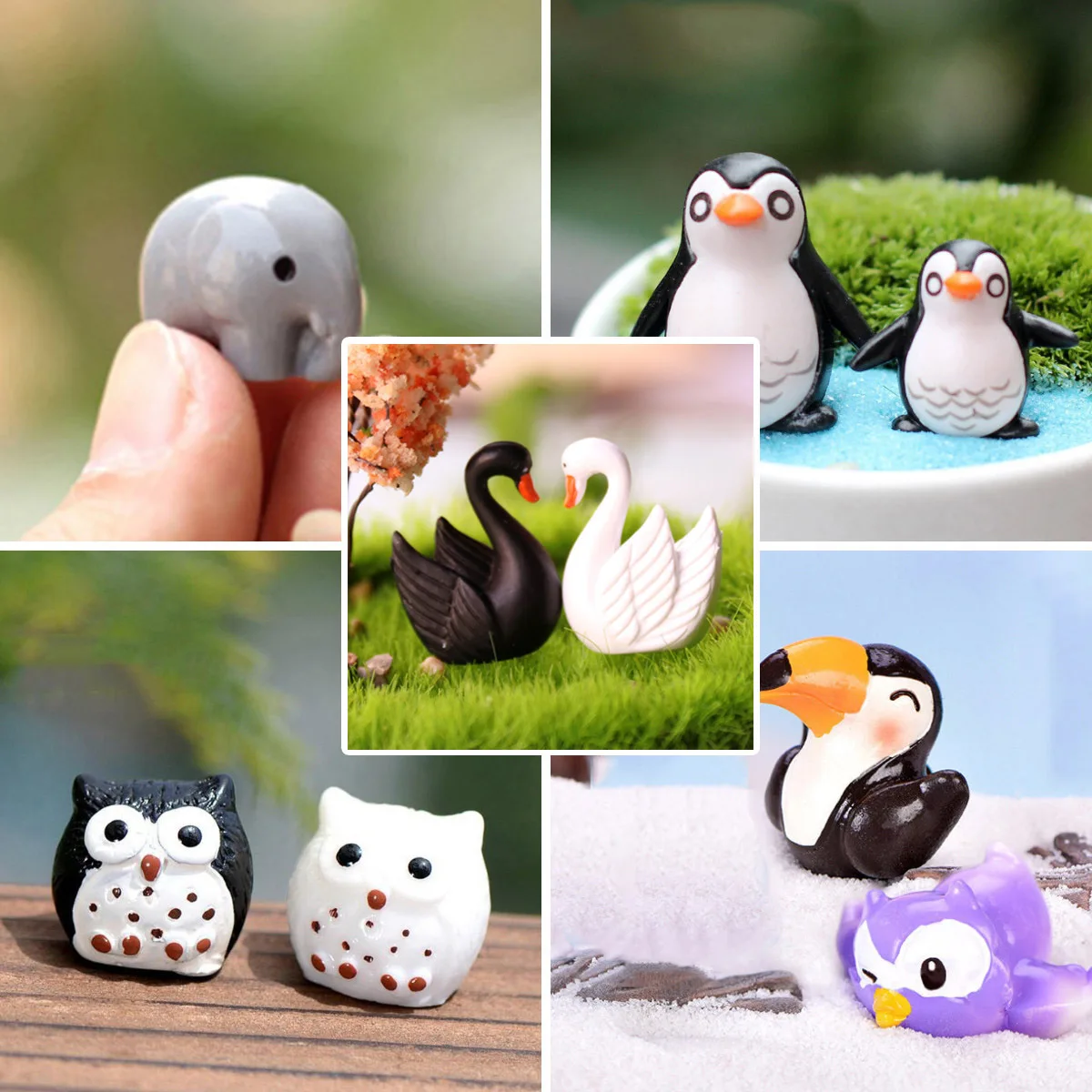 Fairy Garden Accessories Miniature Mini Landscape Animal Fish Dog Figurine Small Duck Flamingo Terrarium Resin Craft Decor DIY