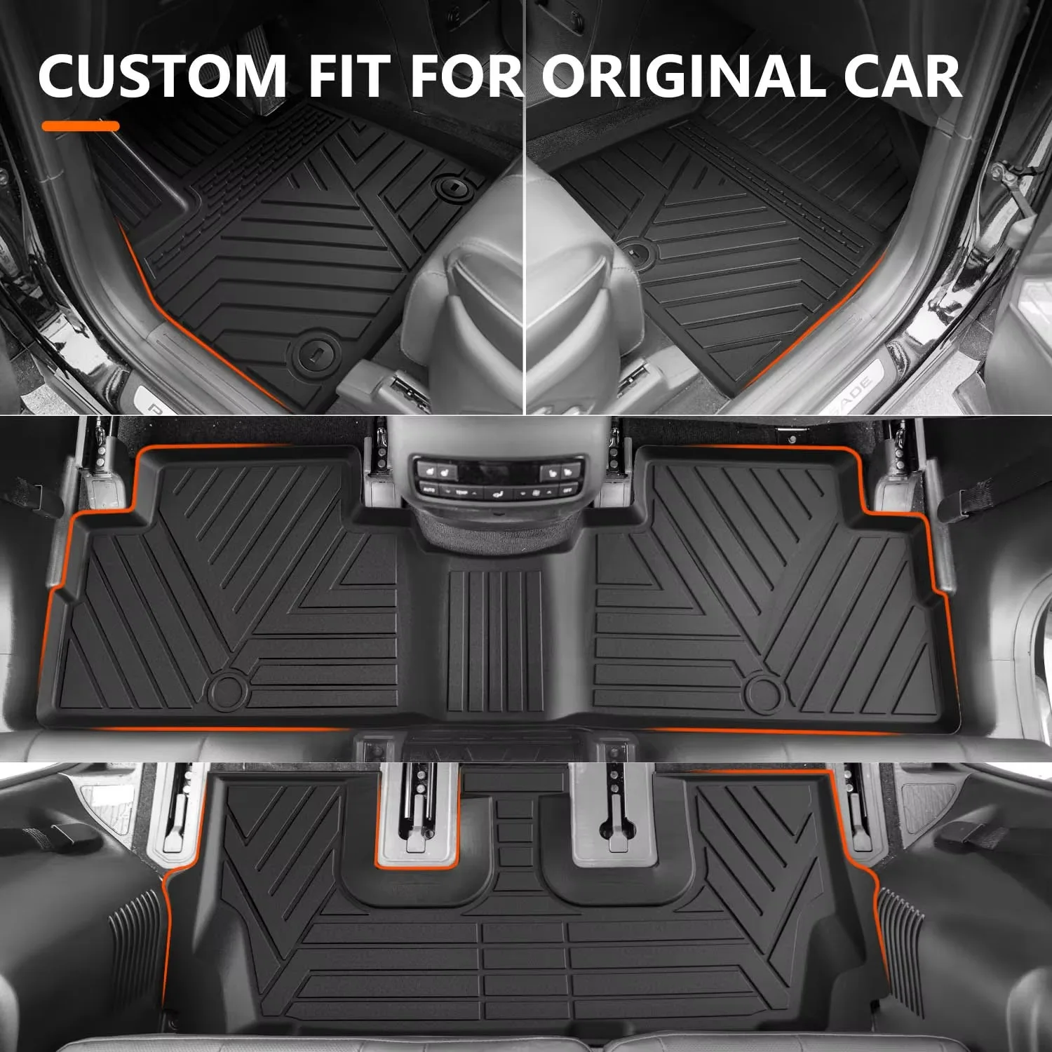 8pcs Full Set TPE Floor Mats for 2020-2024 Hyundai Palisade Trunk Mat Bed mat Waterproof Car Liners