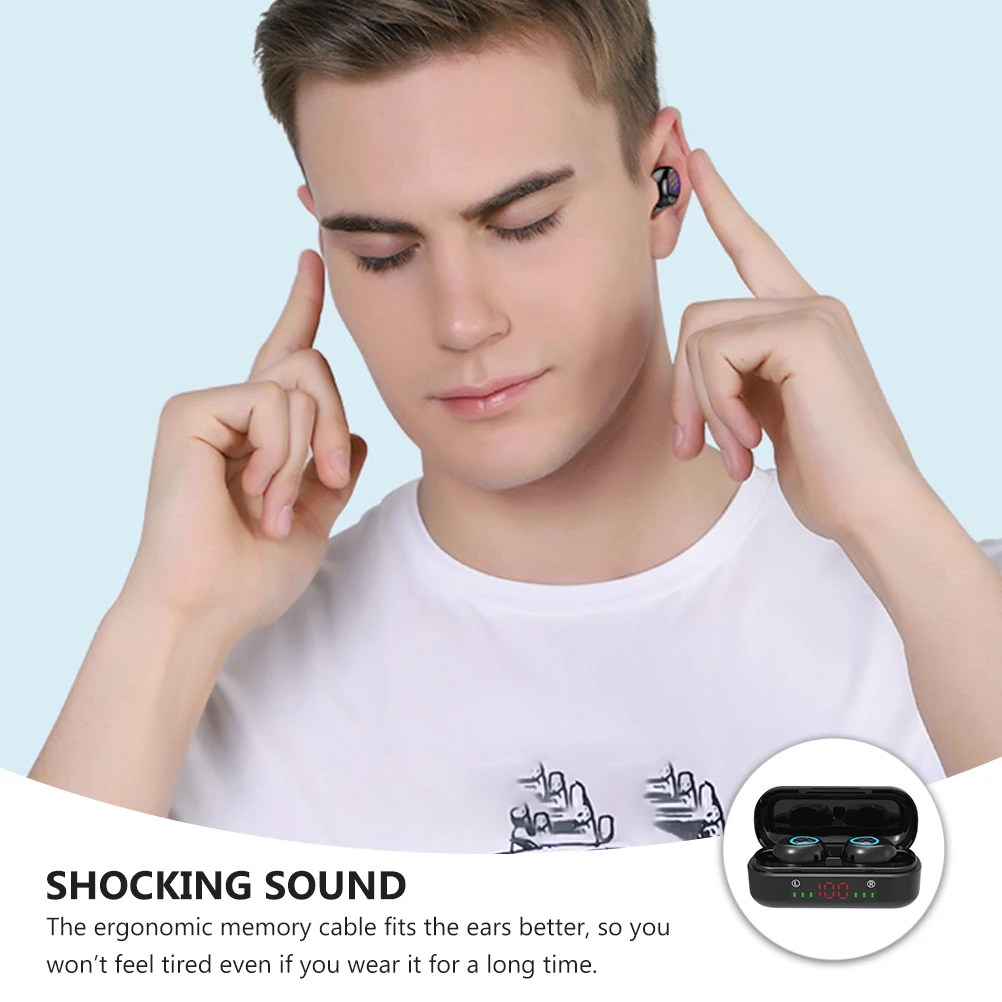 

1 set 1 Set Wireless Earbuds Waterproof Lightweight Noise Reduction Sport Headphones For Men Women Outdoor Travel Black