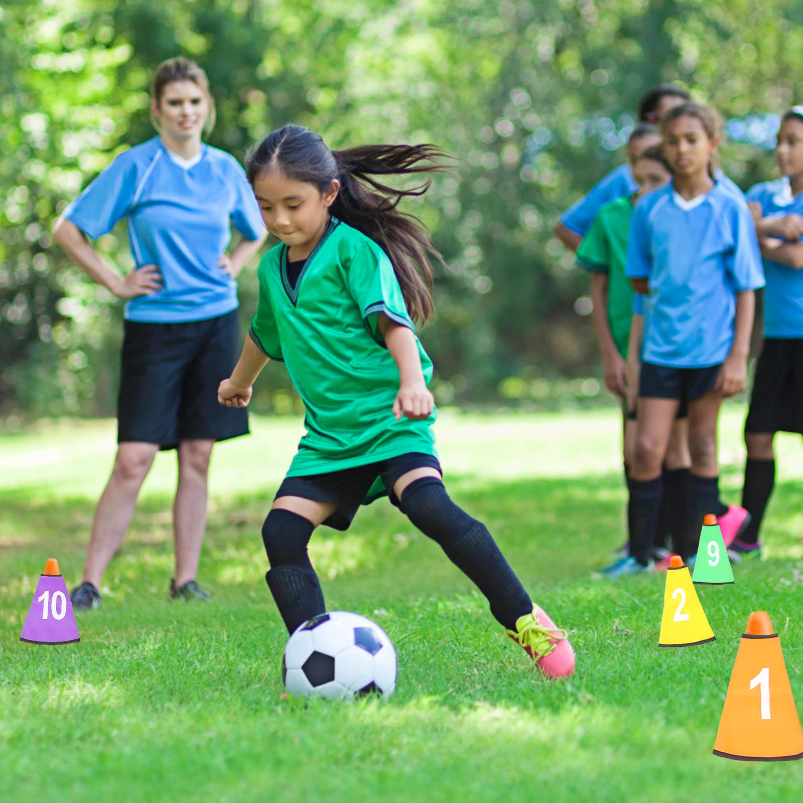 

10Pcs Number Cover Sleeve Cone Protector Digital Logo Bucket Covers Football Basketball Training Supplies Sleeve