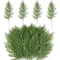 Christmas Faux Cedar Stems, Artificial Faux Cedar Branches, Christmas Greenery Pine Picks for Wreath Craft