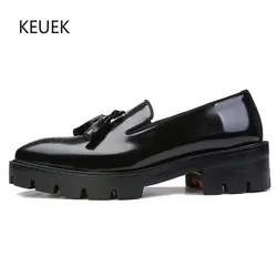 Luxury Classic Men Oxford Shoes Genuine Leather Loafers British Brogue Shoes Male Tassels Flats Mocassin Dress Shoes