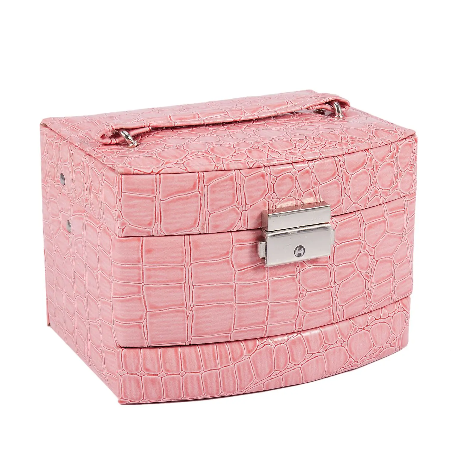 Jewelry Storage Box 3-Layer Leather Earrings Jewelry Storage Box Display Jewelry Box Pink