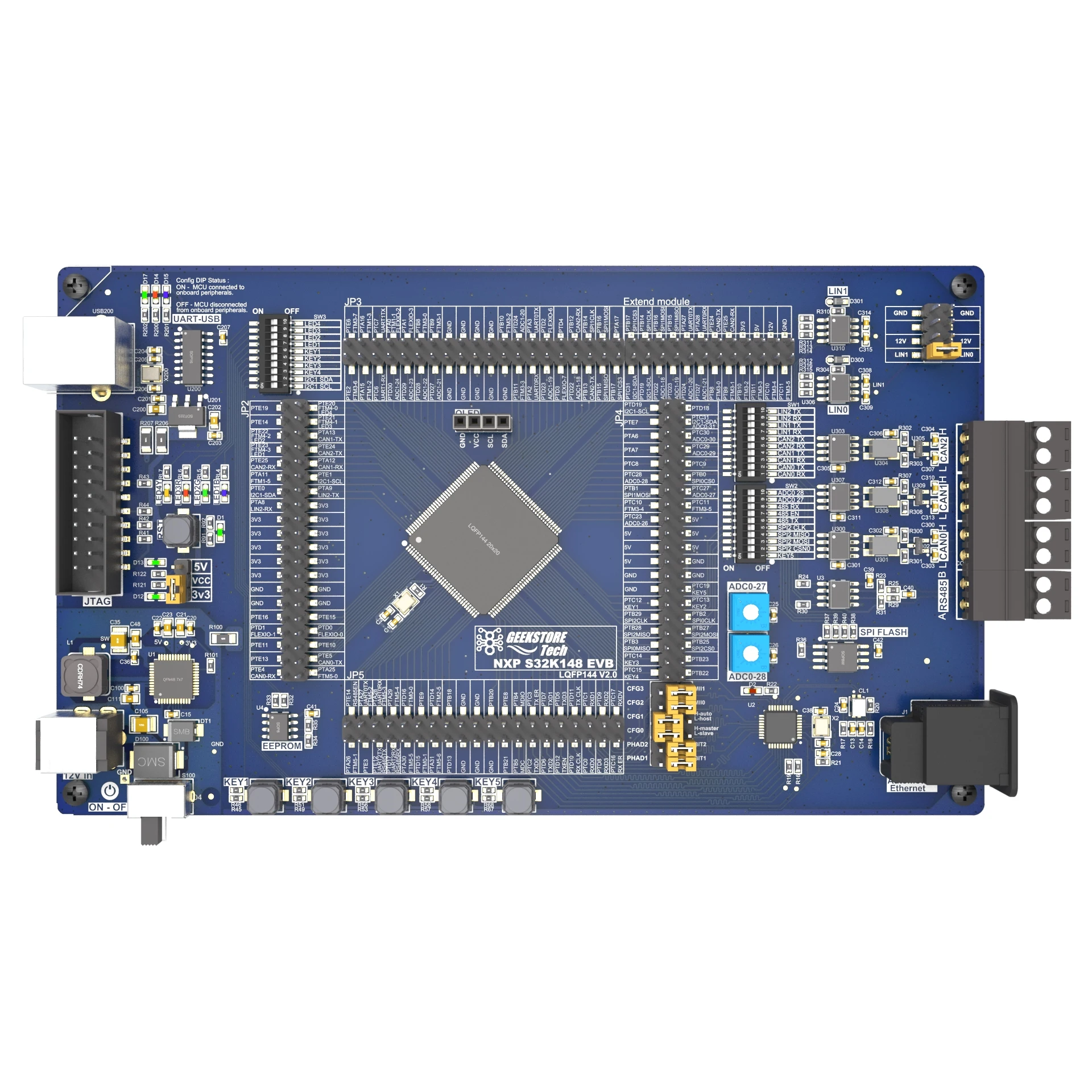 Placa de desarrollo N--XP S32K148, placa de evaluación, envía el código fuente de rutina para Ethernet de coche LIN CAN de 3 canales y 2 canales