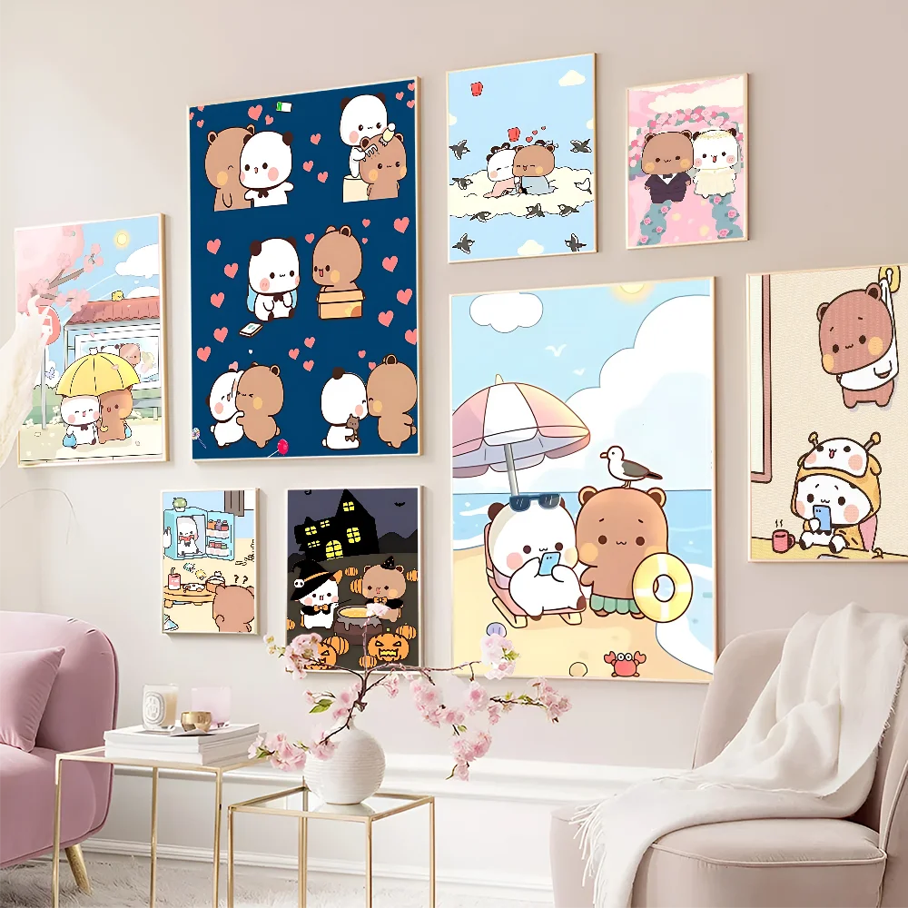 BuBu DuDu Cartoon Bear Good Quality Prints And Posters Waterproof Paper Sticker Coffee House Bar Posters Wall Stickers