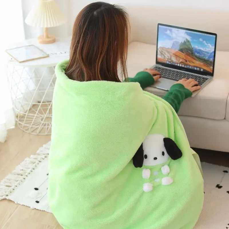 Sanrio Hello Kitty Coral Fleece Roll Blanket Kawaii Anime Kuromi Accessories Blanket Shawl Cape Children's Portable Small Quilt