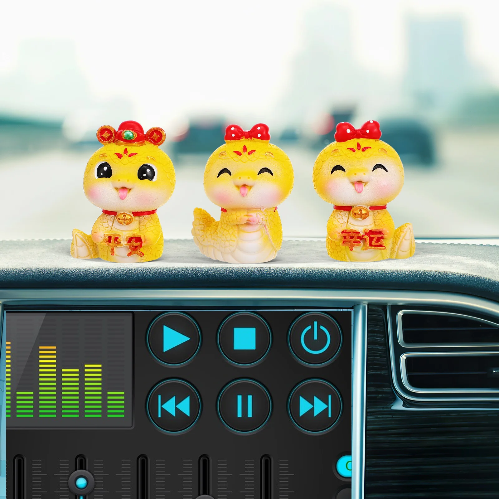 

3Pcs Mini Snake Ornaments Resin Cute Bright Colored Tabletop Shelf Car Dash Auspicious Celebration Home Decor Snake Ornaments