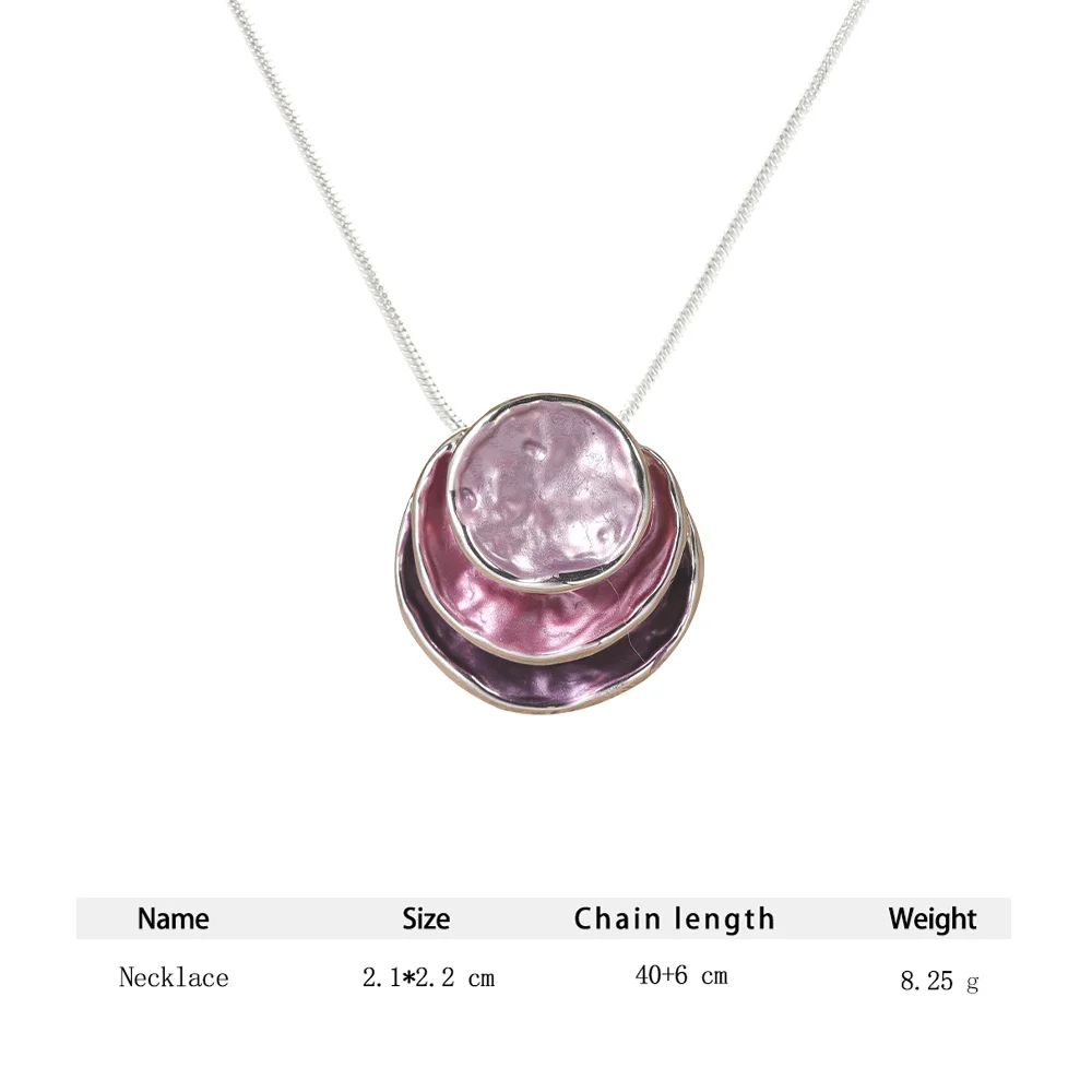 Cring Coco Thin Coating Pendant Necklace Round Three Layer Color Zinc Alloy Necklace Mother\'s Day Popular Jewelry for Women 2024