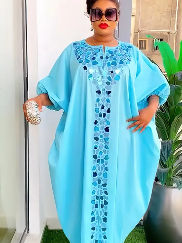 

Вечернее платье со стразами, нерегулярное лоскутное платье, свободное длинное платье «летучая мышь», риканский размер, большая женская модная верхняя одежда