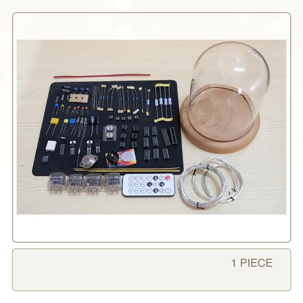 IN-12 Light Emitting Tube Clock DIY Retro Clocks Assembly Kit Cyberpunk Desktop Ornament with Remote Control Glass Cover