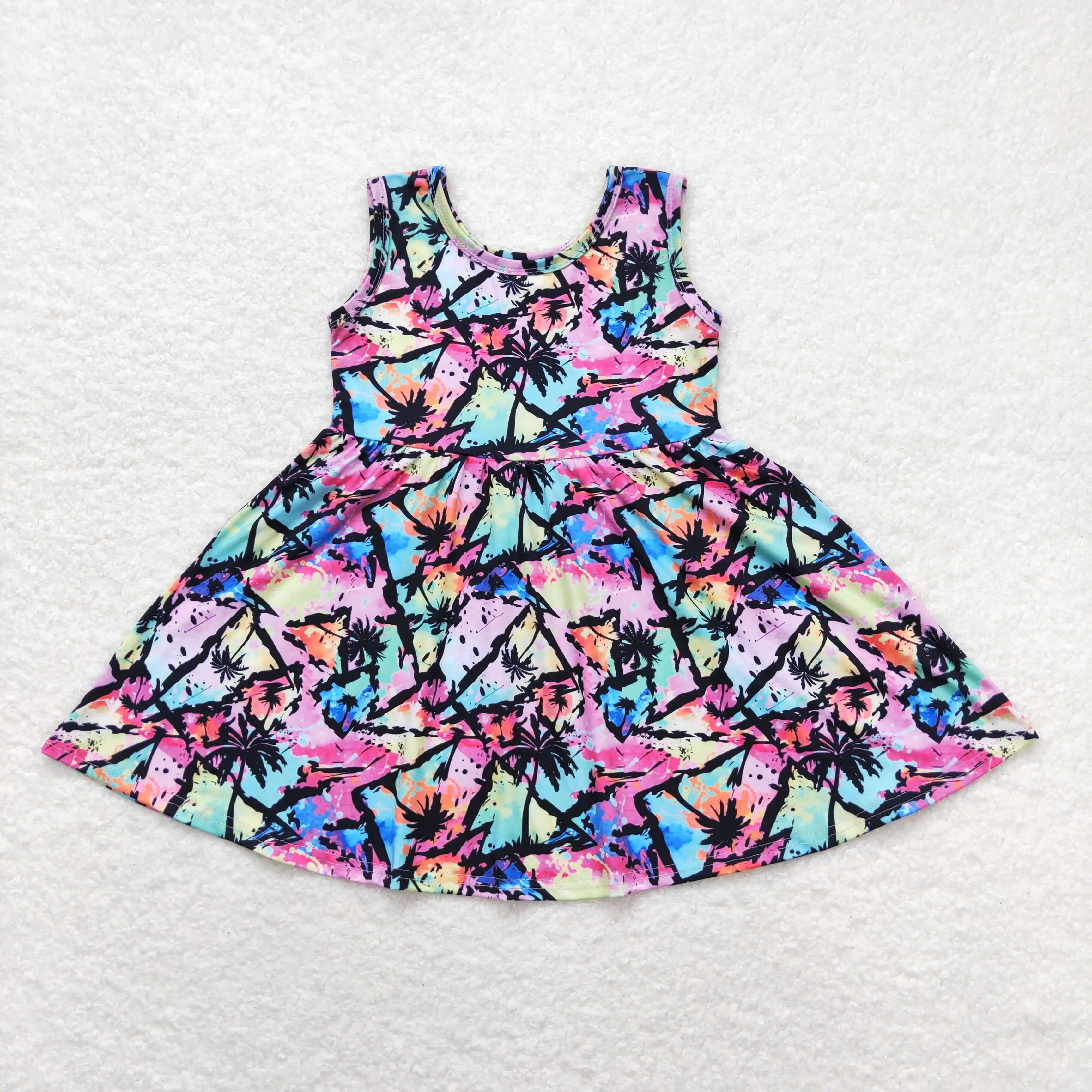 

z91-19 GSD0858 Wholesale toddler girls dresses Colorful sleeveless dress Wholesale kids summer Children Boutique Clothing