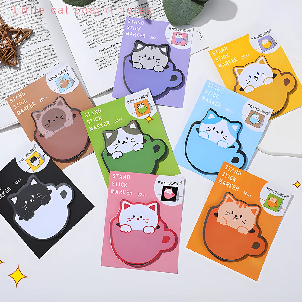 

Kawaii Cat Sticky Notes Cute Memo Pad Post Notepad Funny Journal Stationery Book Sticker Diary Planner Index Tab Checklist To Do