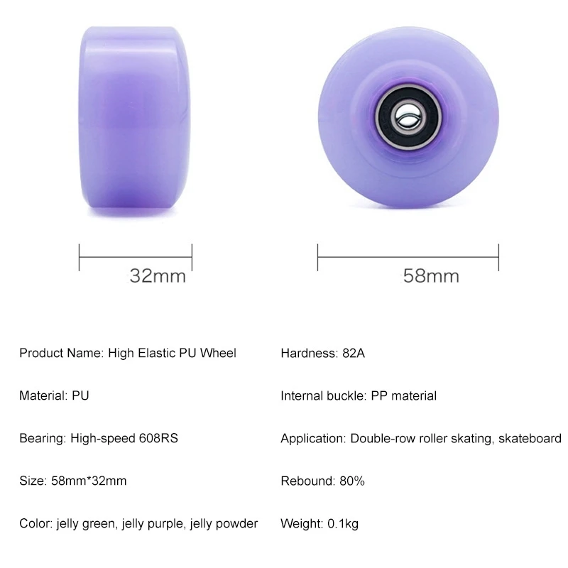 Top!-Roller Skate Wheels With Bearings And Toe Stoppers Roller Skate Brake Block Durable 82A Skateboard Wheels Parts