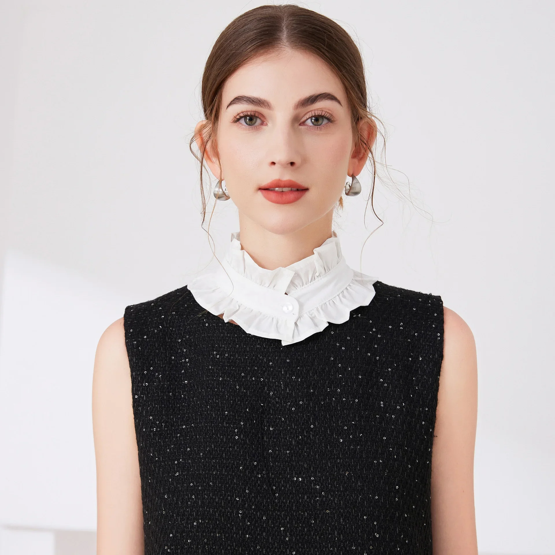Fashion Lace Ruffled Multi-layer Fake Collar Versatile Detachable Mesh Decorative Collar Performance Accessories