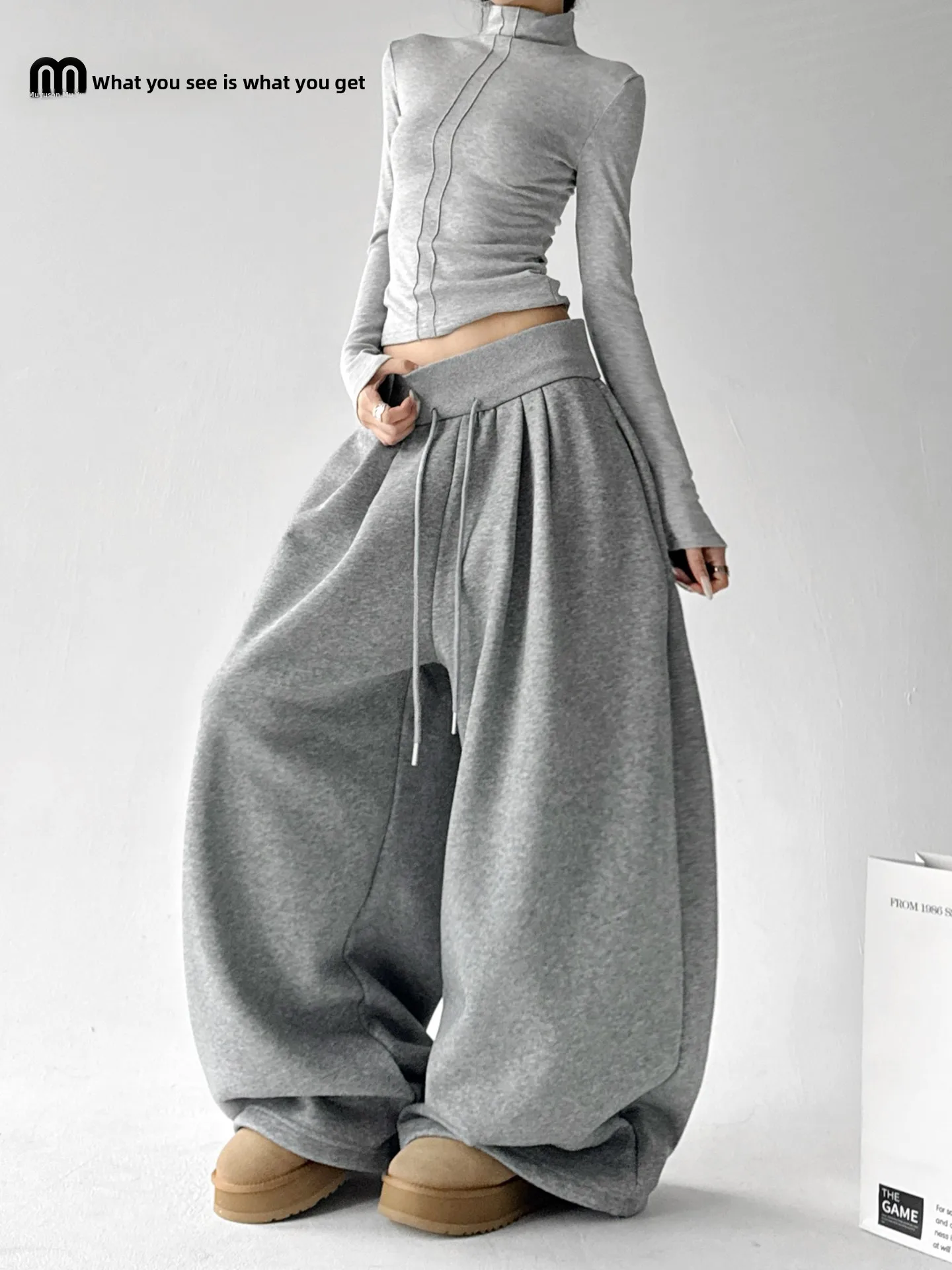

ay Fce Lined Wide Leg Pants Women's High Waist Loose Fit Casual Trousers Belted Sle American Sle Cotton Blend