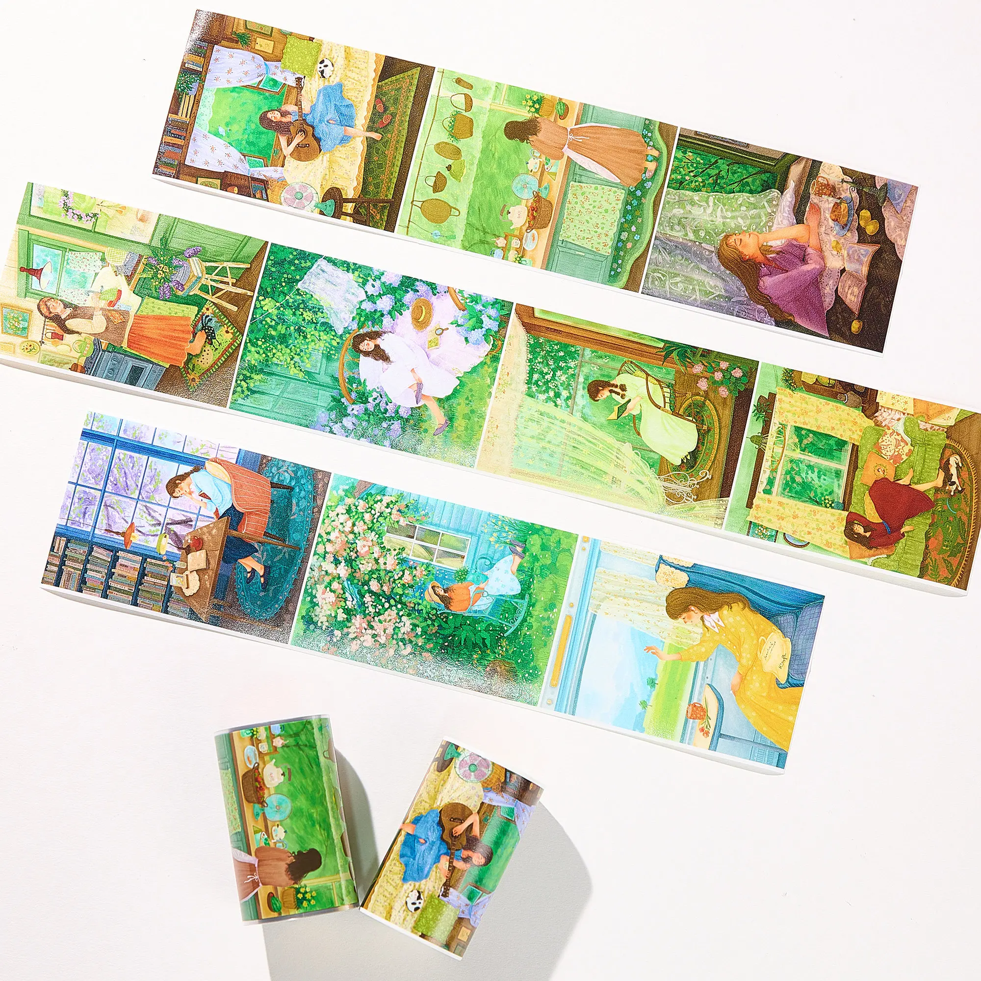 WT Studio Vintage One Day Relaxing Garden Girl Washi PET Tape for Plan Card Making DIY Scrapbooking Plan Decorative Sticker
