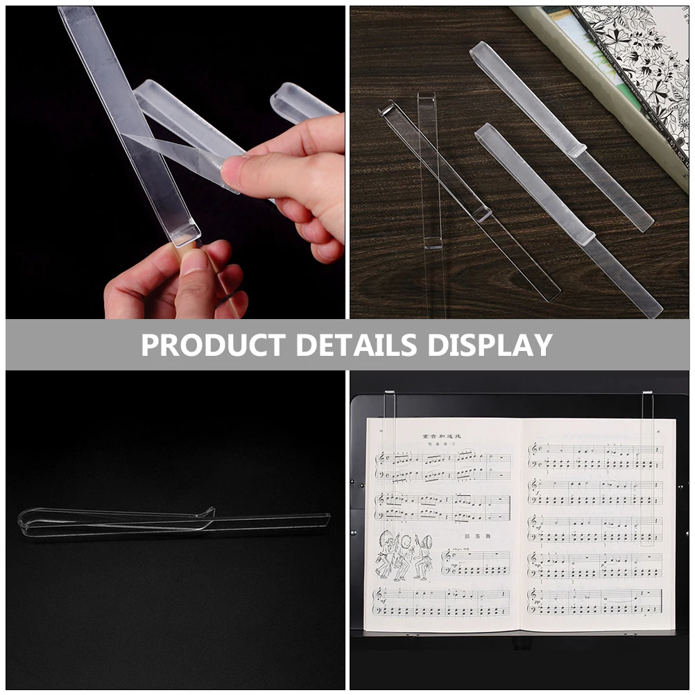 

2 Pairs Sheet Music Clip Fancy Musical Score Strong Clips Desktop Stand Book Stands Bookshelf Instrument Holder Clear Acrylic