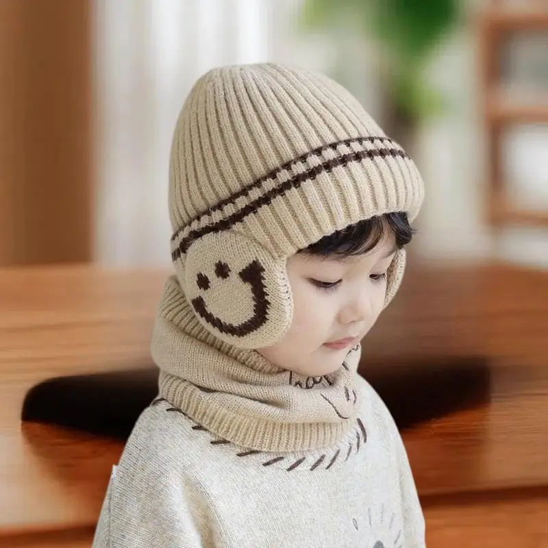 1 مجموعة 1-10Y الأطفال بيبي بوي الشتاء قفازات متماسكة قبعة وشاح 2 قطعة دعوى في الهواء الطلق يندبروف الصوف الدافئة الاطفال حلقة قبعة صغيرة للبنين