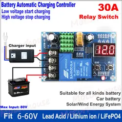 30A Battery Charger Automatic Charging Controller Module Switch 6V-60V 12V 24V Lead Acid/ Lithium Ion/ LiFePo4 Charge Protection