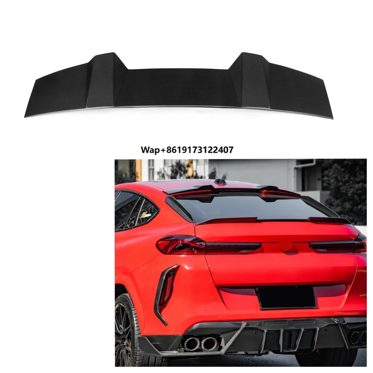 

Dry Carbon Fiber SQ Style Roof Spoiler for X6 G06 X6M F96 2019+Spoiler Car Rear Spoiler Rear Trunk Spoiler