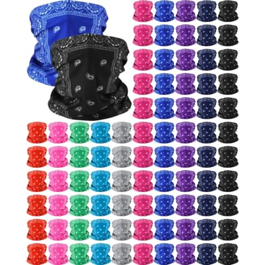 

Paisley Neck Gaiter Bulk Seamless Bandanas UV Balaclava Face Mask Headband for Men Women Sports Running in Black and Gray with
