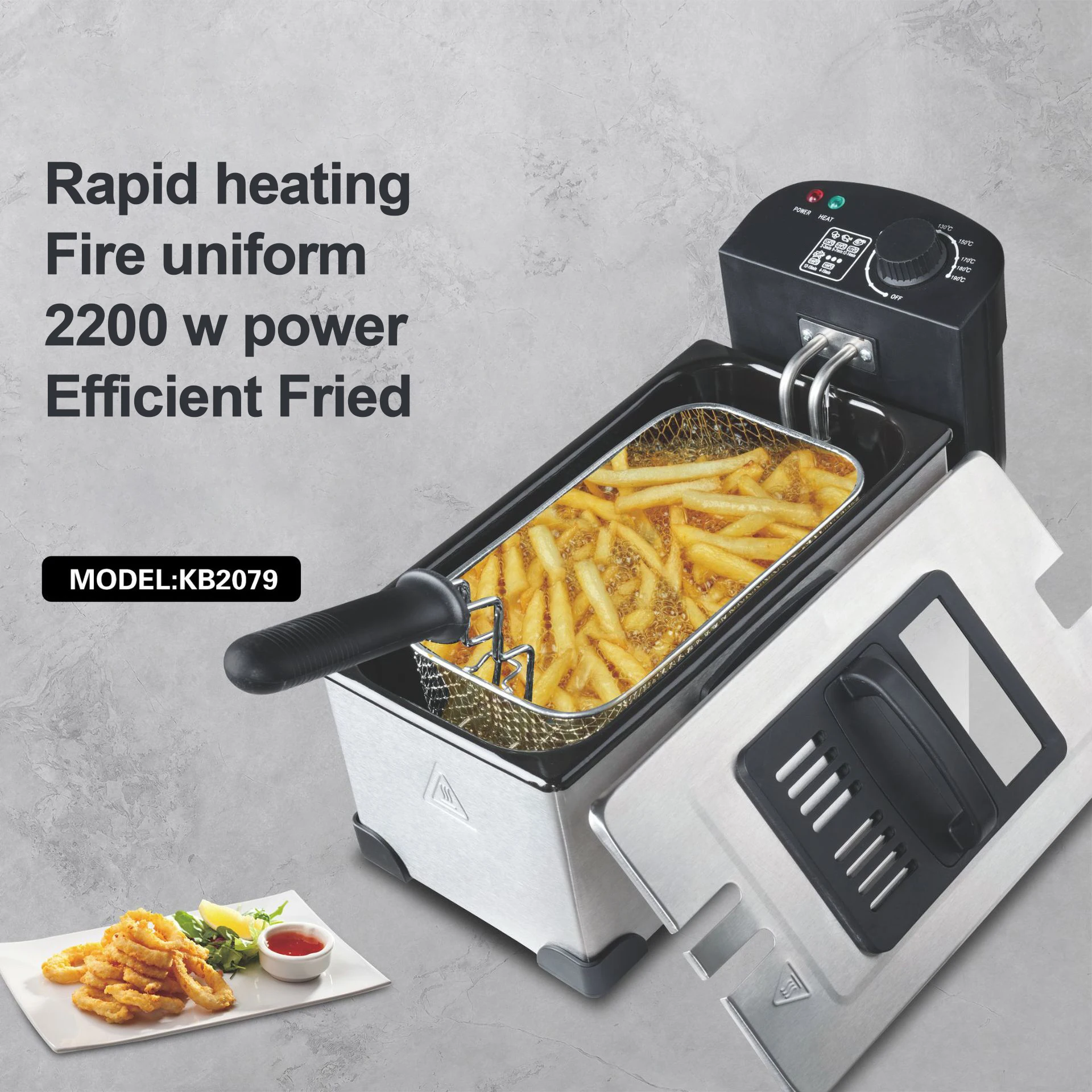 Potato Chips Fryer 2000W 3L Oil Capacity Rectangle Stainless Steel Industrial Digital Electric Deep Fryers Automatic Machine