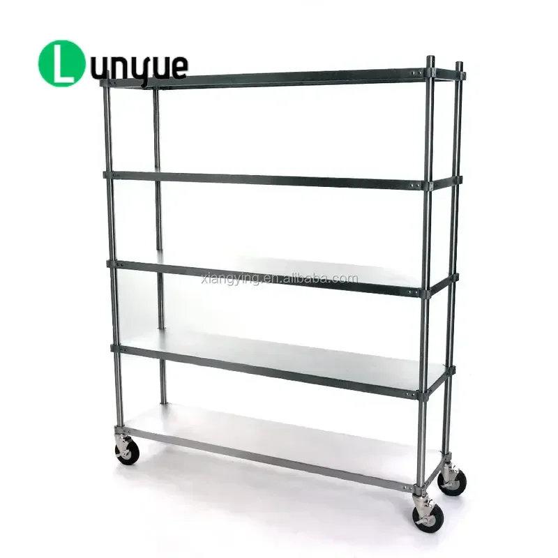 NSF Approved 4 Layer Stainless Steel Commercial Kitchen Storage Flat Shelf Adjustable Heavy Duty Rack for Restaurant