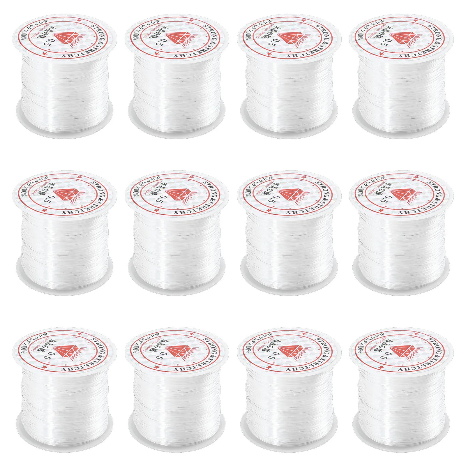 12 لفات من سلسلة كريستال شفافة، حبل شفاف، حبل متين لصنع المجوهرات، ديكور مطرز بالخرز، مدمج ومحمول