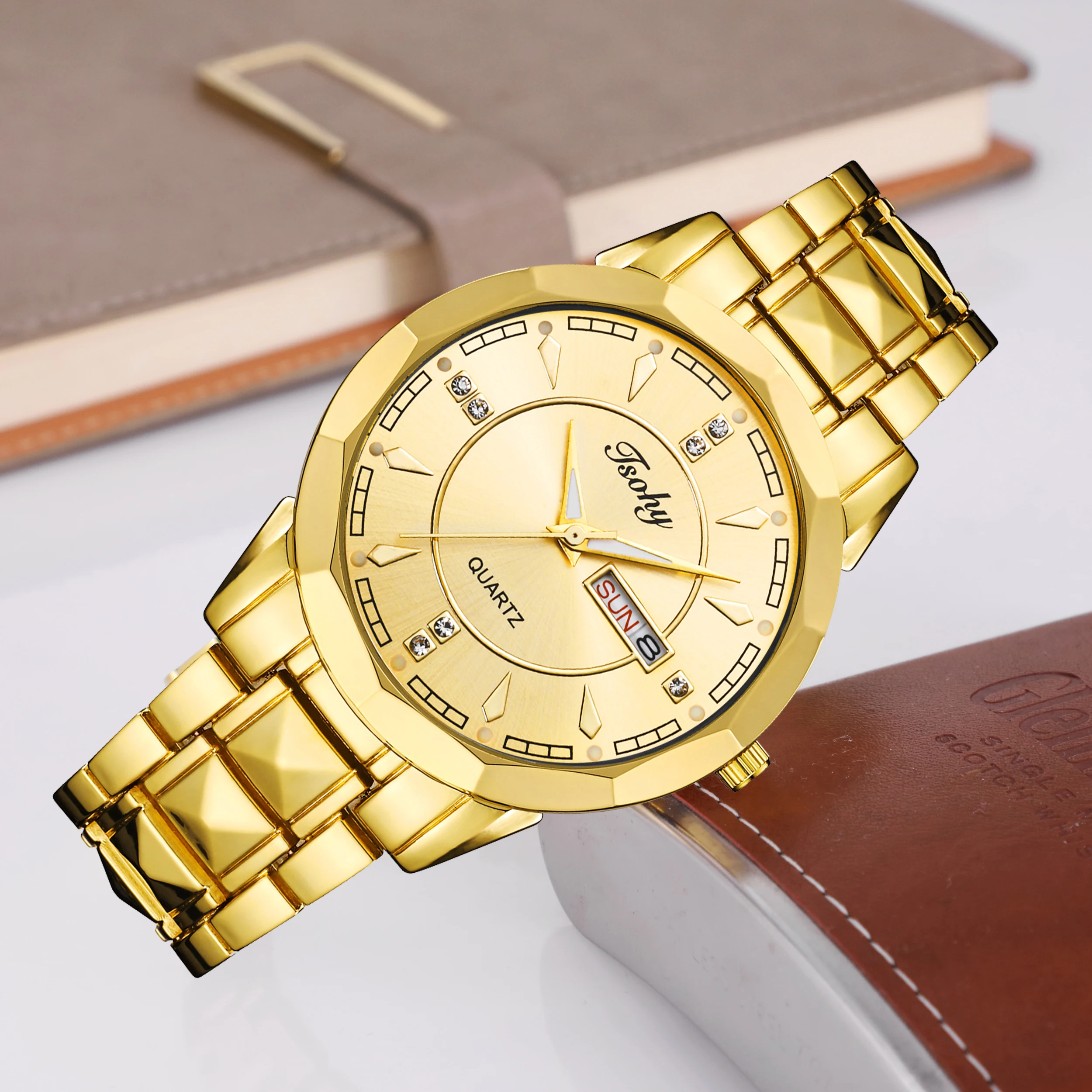 Часы наручные мужские классические, великолепная атмосфера, прочные деловые спортивные с двойным календарем и стальным ремешком, для отдыха