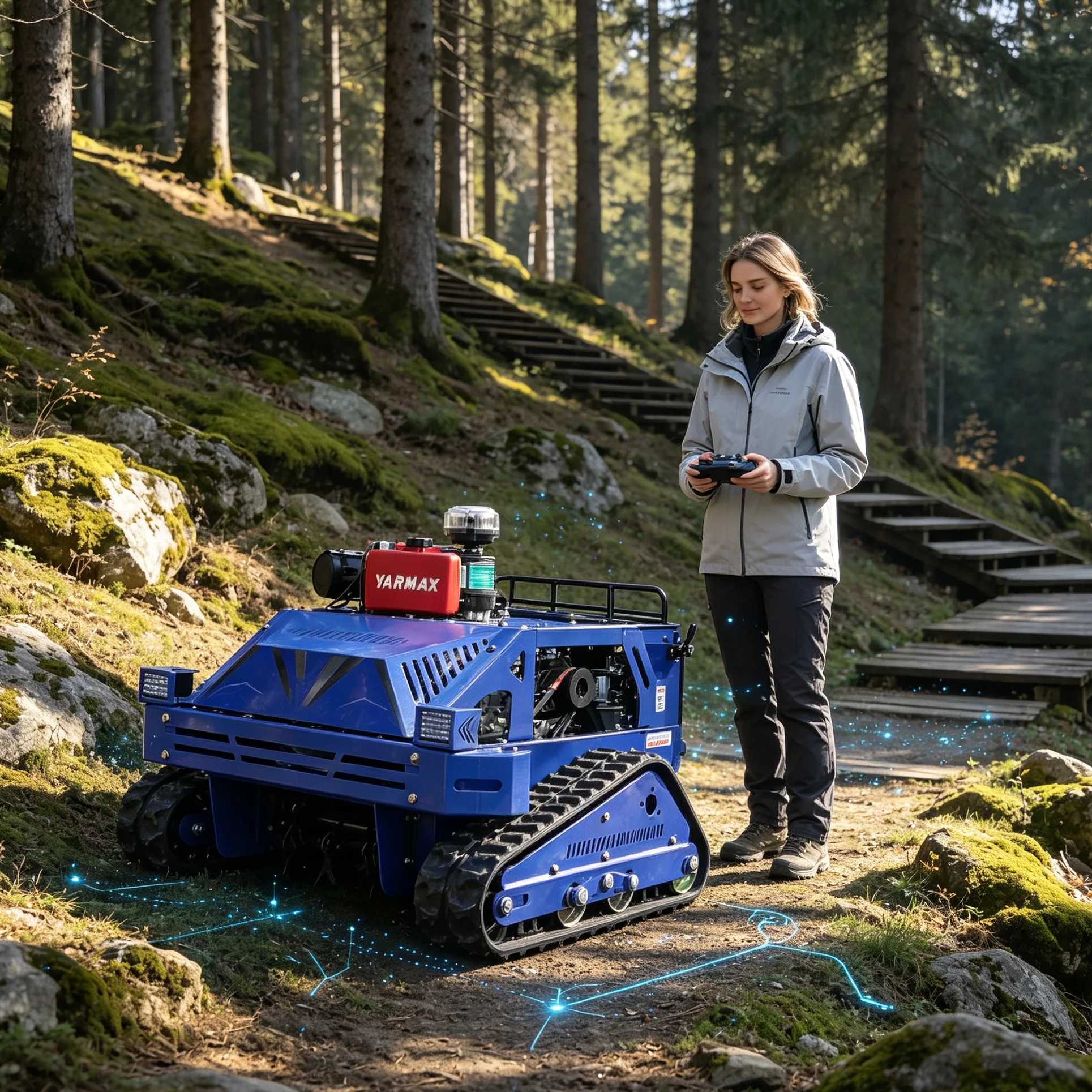 Customized Urban Park Greenbelt 550S Self‑Propelled Lawn Mower, Attractive Blue Shell, Optional Industrial Remote Upgrade