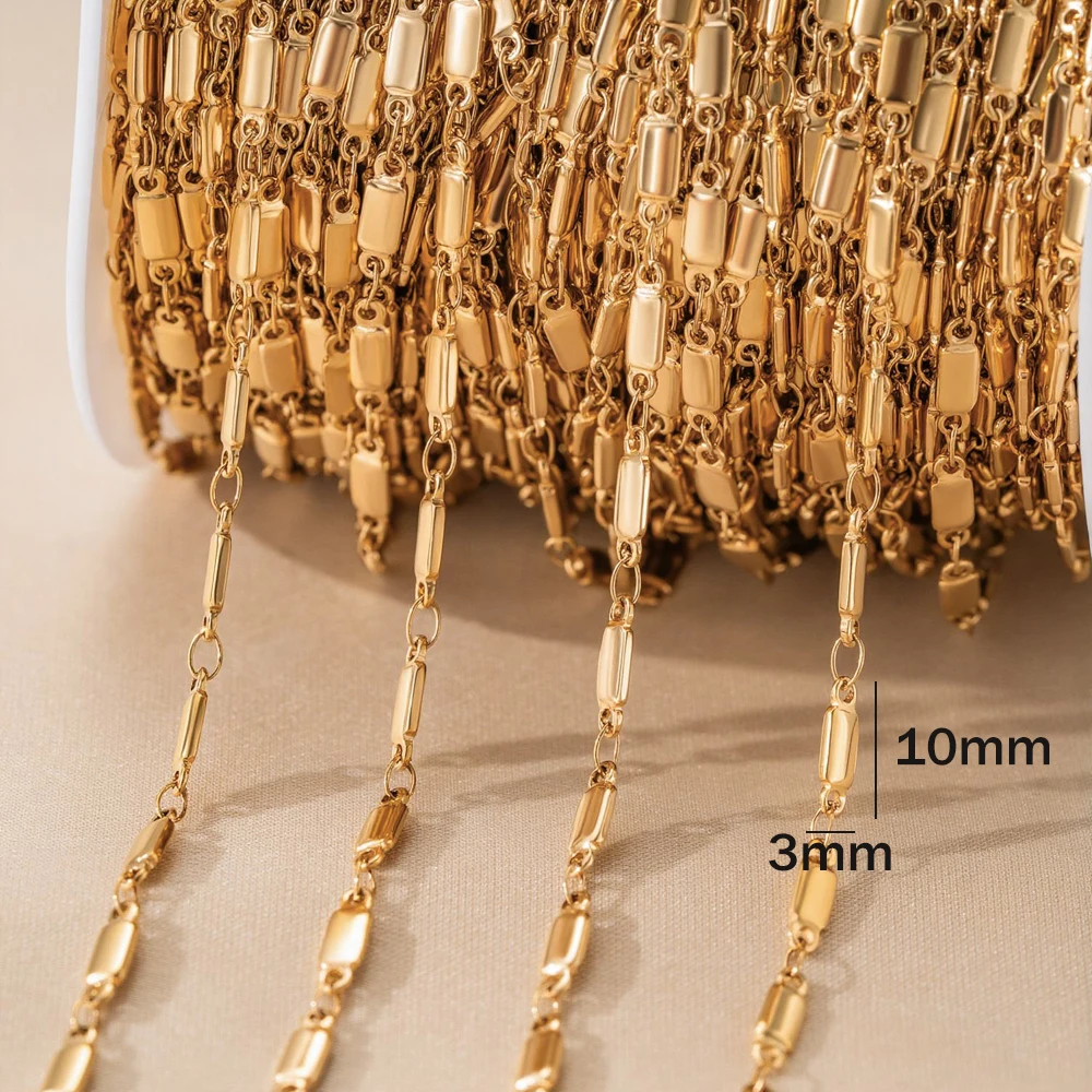 0,5 Meter/1 Meter Goldene Edelstahlkette für Schmuckherstellung Rechteckige Gliederkette für Herren Damen Halskette Armband DIY-Zubehör – Detail 1