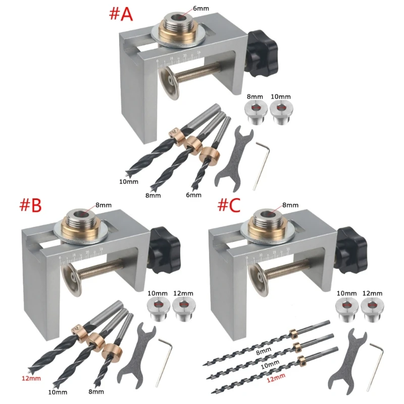 

Pocket Hole Jig Kits Drill Template Dowel Hole Guide for Woodworking Pocket