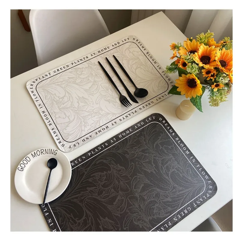 

Скатерть-салфетка из искусственной кожи с цветочным узором, водонепроницаемая, термостойкая, маслостойкая, декоративная подставка для стола для дома и кухни
