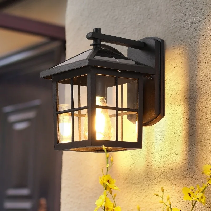 

Solar outdoor wall lamp, waterproof balcony, retro Chinese style villa, terrace, courtyard lighting, door wall lamp