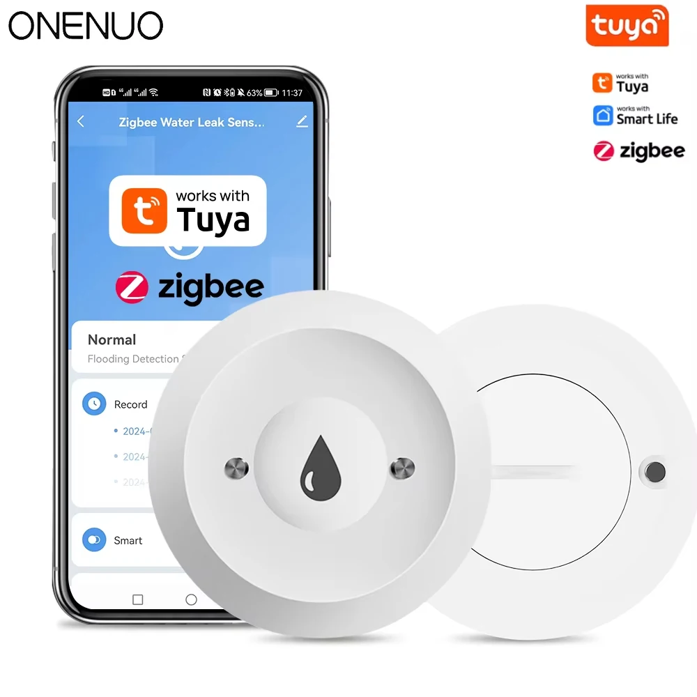 

Датчик воды ZigBee, детектор утечки Tuya, сигнализация об утечке паводковой воды, умный контроль жизни, нужен шлюз Zigbee