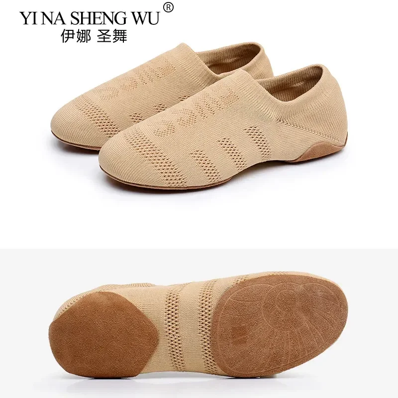 

Женская обувь для джазовых латинских танцев, женские балетные кроссовки для бальных танцев, йоги, дышащая летающая сетка, плоские тренировочные современные кроссовки для девочек