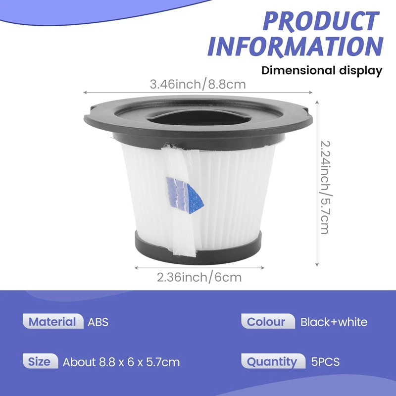 5 ชิ้นเปลี่ยนแผ่นกรอง Hepa สําหรับ Dibea C17 T6 T1 ไร้สายเครื่องดูดฝุ่นชิ้นส่วน
