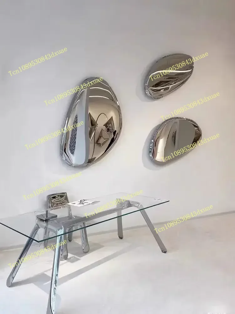 Modern design  water drop shape stainless steel mirror wall hanging decorative mirror living room furniture art decor