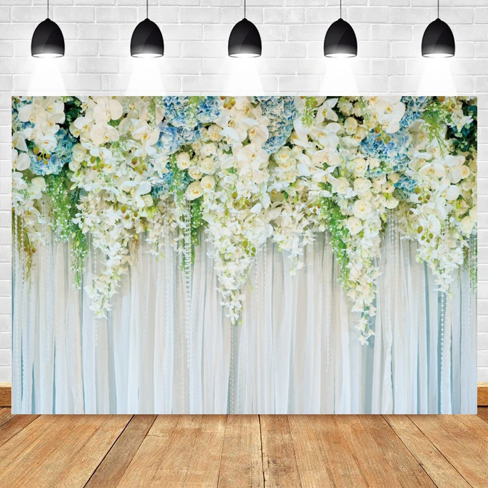 Wedding Scene Floral Flower Wall Backdrop for Photography Bridal Shower Engaged Ceremony Party Background Photo Studio Props